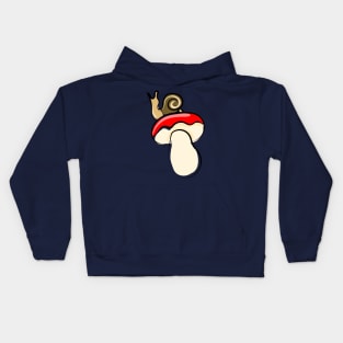 Cute Snail on mushroom, illustration Kids Hoodie